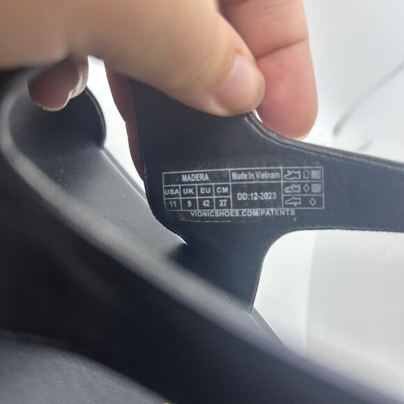 Vionic MADERA Black Leather Open Toe Slingback Ankle Strap Shoes 11 - Picture 10 of 11